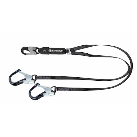 Safewaze PRO-Shield 6ft Energy Absorbing Lanyard: Dual Leg, Alu Rebar Hooks 024-2143