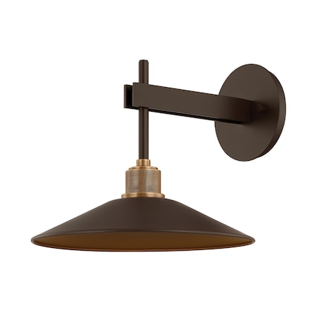 Troy Lighting Harac Integrated LED Exterior Wall Sconce, Patina Brass and Bronze, 11 In x 9.75 In B7810-PBR/BRZ