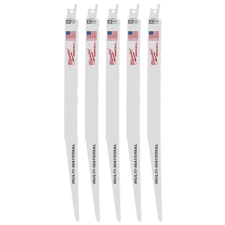 Milwaukee Tool 12 in x 8/12 TPI, Reciprocating Saw Blade, 5 PK 48-00-5094