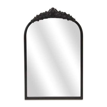 Homeroots 16" Black Metal Arch Accent Mirror 632511