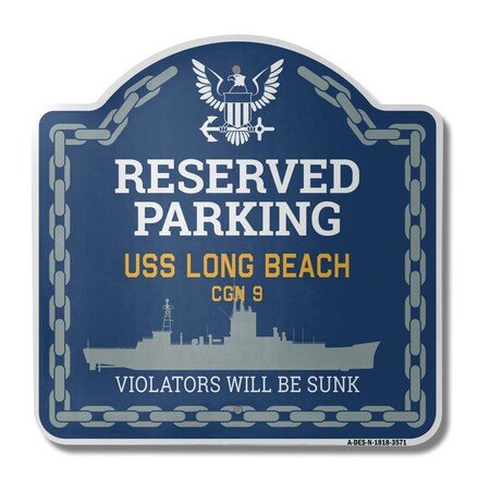 Signmission USS LONG BEACH CGN 9, 18 Inch x 18 Inch, Heavy Gauge Aluminum A-DES-N-1818-3571