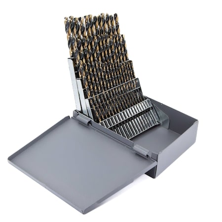 Drill America 60 Piece HSS Black & Gold KFD Split Point Jobber Length Drill Bit Set, No 1 - No 60 KFD60J-SET
