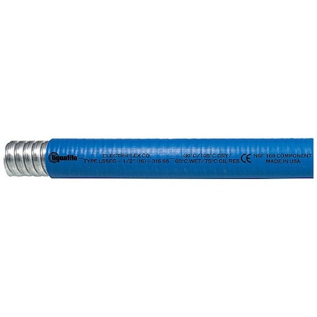 Liquatite Liquid-Tight Flex Metal Conduit, 3/4 in Trade Size, 100 ft, 4-1/4 in Bend, 316 Stainless Steel LSSFG-12