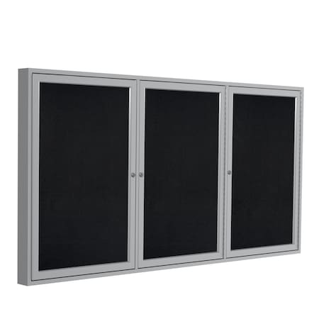 Ghent Enclosed Rubber Bulletin Board 48"x72", 3 Door PA34872TR-BK