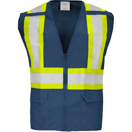 Ironwear Two-Tone Hi-Vis Safety Vest M Class 2 , Zipper 6 Pockets 1287-BZ-RD-MD