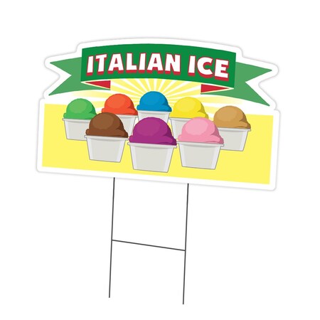Signmission Italian Ice Yard Sign & Stake outdoor plastic coroplast window, C-DC-1824-Italian Ice C-DC-1824-Italian Ice