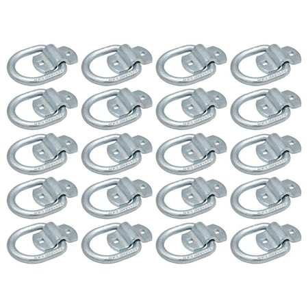 Mytee Products 1/2in Bolt-On D Ring Tie Down Anchor WLL # 4,000 lbs - White Blue Zinc, 20PK D-Ring12-BOx20