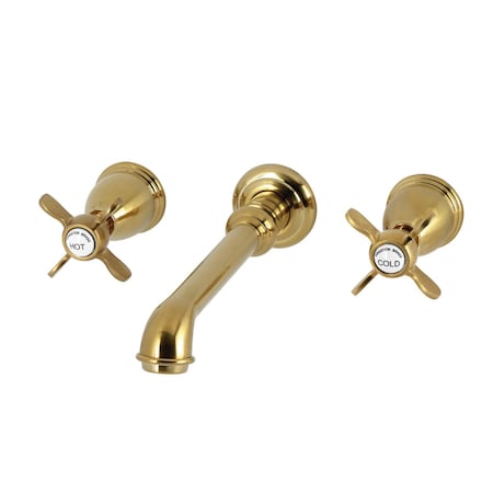 Kingston Brass Two-Handle Wall Mount Tub Faucet, Brushed Brass KS7027BEX