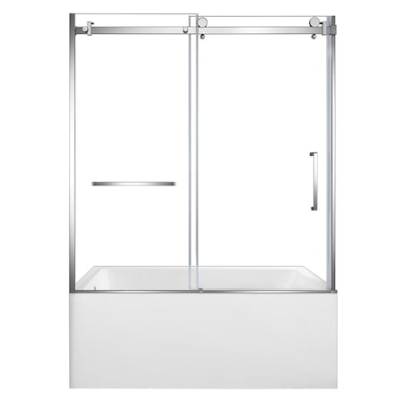 Kingston Brass 60" Acrylic Anti-Skid Alcove Left-Hand Drain Tub with Right Sliding Tub Door, White/Polished Chrome KVTAP6032L22C1