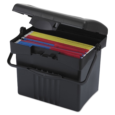 Storex File Box with Organizer, Letter Files, 14in x 11.25in x 14.5in, Black 61502U01C
