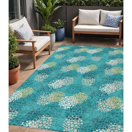 Homeroots 5' X 8' Emerald Gray And Ivory Polka Dot Washable Indoor Outdoor Area Rug 594233