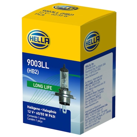 Hella BULB 9003/HB2 12V 60/55W P43T LONG LIFE, 2PK 9003LL