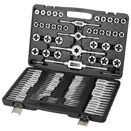Vevor Tap and Die Set 116Pcs Metric and SAE Size Bearing Steel Threading Tool, 6PK 116PC