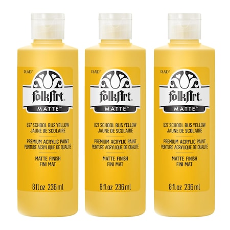 Folkart Acrylic Paint, Matte, Acrylic Base, School Bus Yellow 827