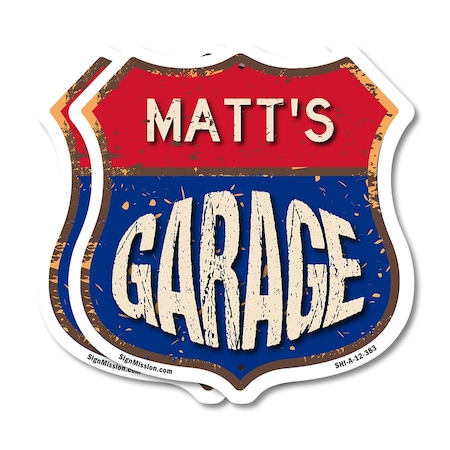 Signmission Matt's Garage, 12 inch X 12 inch, Aluminum Metal Sign, 2PK SHI-A-2PACK-12-383-MATT