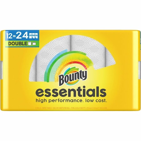 Bounty Double Roll Paper Towels, 108 Sheets, 98 ft, White, 12 PK 11093