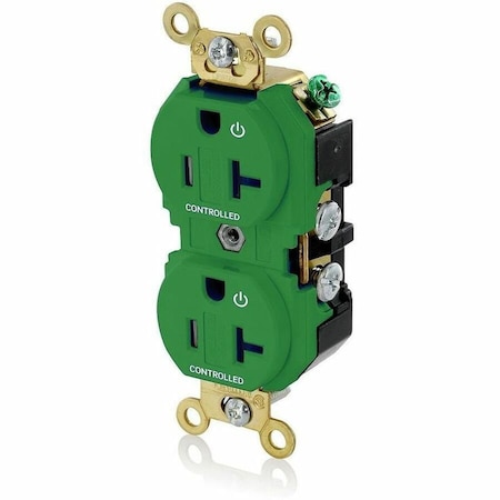 Leviton Duplex Receptacle Outlet, 20A, Green, 125V 5362-2PN
