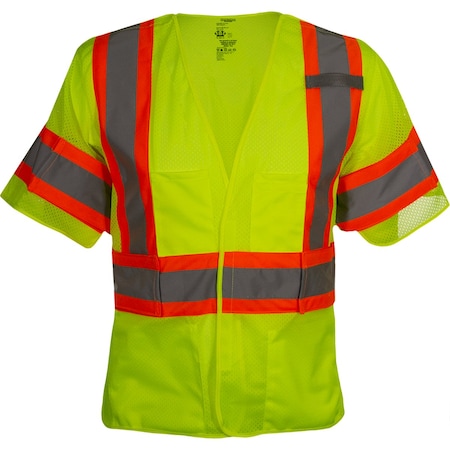 Reflective Apparel ANSI Type R Class 3 Seven Pocket Breakaway Vest with Adjustable Side Wraps and Sleeves 591GT-LM-4X-6X