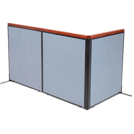 Global Industrial Interion Deluxe Freestanding 3-Panel Corner Room Divider, 36-1/4"W x 43-1/2"H Panels, Blue 695078BL