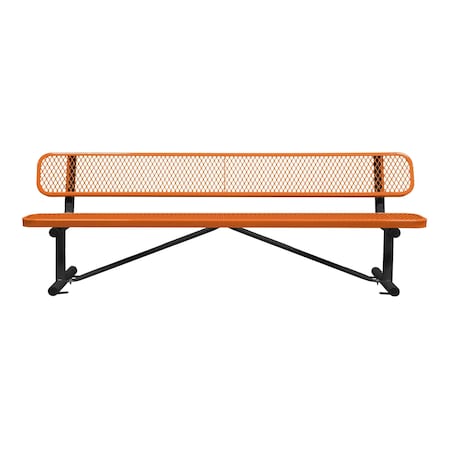 Leisure Craft Bench/Back, Surface Mount, 8ft., Orange B8WBSM-ORANGE