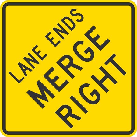 Lyle W9-2R, Lane Ends Merge Right, 36x36, Engineer Grade, Yellow G-16042-EG_36x36