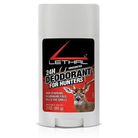 Lethal 24H UNSCENTED Series Deodorant Stick, Odorless, Solid Gel, 3 oz 942667-3Z24