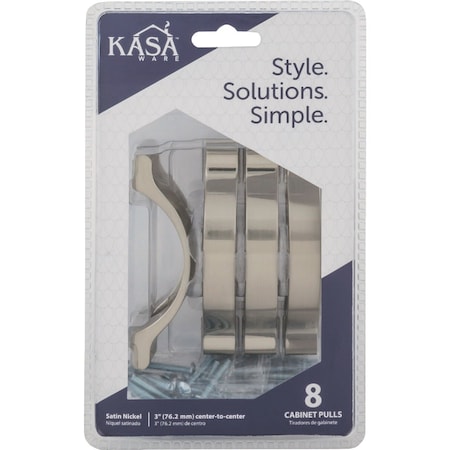 Hardware Resources KasaWare 4-1/16'' Overall Length Satin Nickel Arch Pull, 8PK K8683SN-8