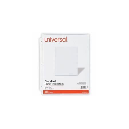 Universal Standard Sheet Protectors, Medium-Duty, Side: 3-Hole Punched, Top Load 8.5 x 11 Insert, 50PK UNV21124