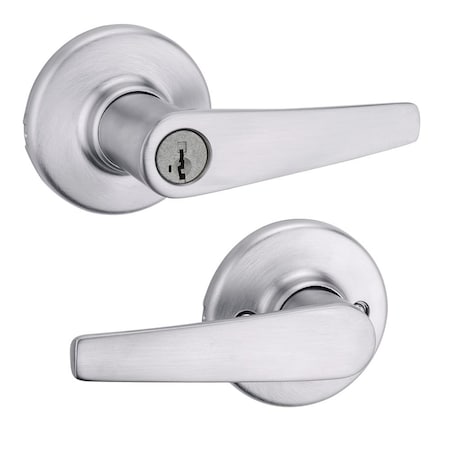 Kwikset Delta Lever Vestibule Lock with 6AL Latch and RCS Strike and SmartKey Satin Chrome Finish 462DL-26DS