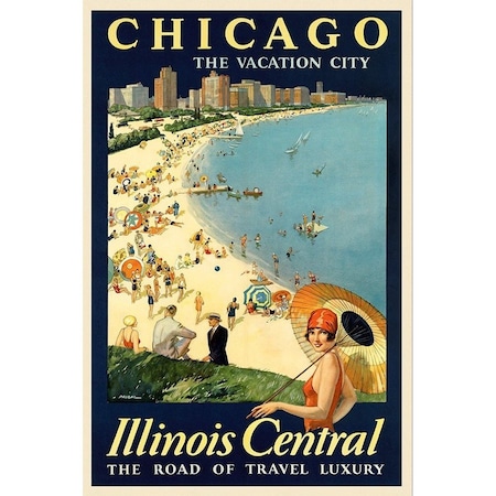 Homeroots Vintage 1929 Chicago Vacation Travel Unframed Print Wall Art 394344