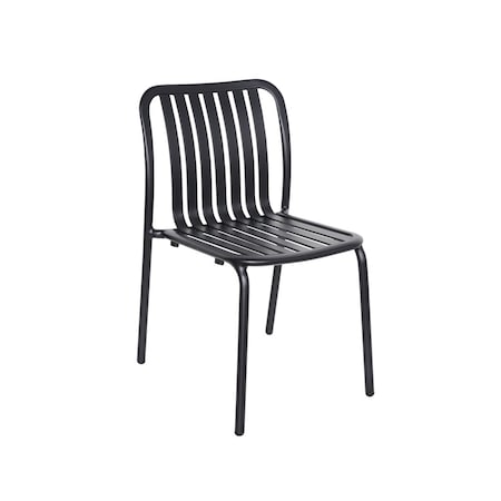 Bfm Seating Key West -  Vertical Slat Stacking Side Chair - Powder Coated Aluminum - Black PHKWSC-BL
