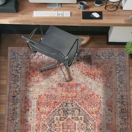 World Rug Gallery Red Vintage Style Rug - Washable, Non-Slip, Low Profile for Family and Dining Areas 4 ft x 6 ft WR170RED4X6