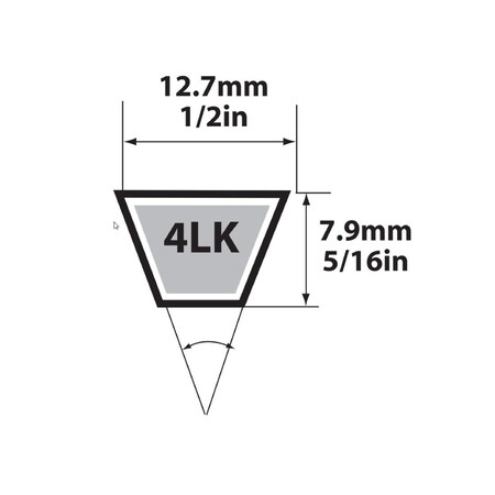 Mitsuboshi V-Belt Super KB 4LK840 0.5in W X 84in L For Riding Mowers Gray 4LK840A
