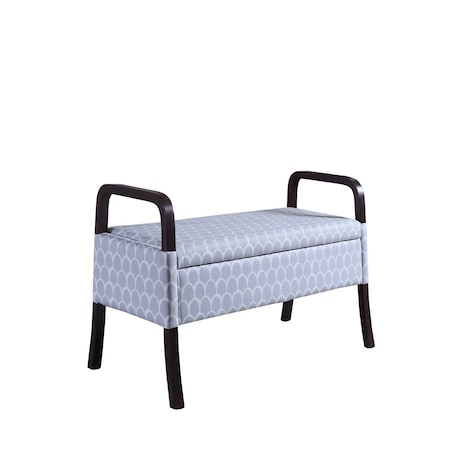 Homeroots 17in Black And Gray Upholstered 100% Polyester Trellis Entryway Bench With Flip Top 469440