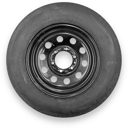 Rubbermaster - Steel Master F78-14 (ST205/75D14) 6 Ply 5 On 4.5 Bolt, Black Wheel Assemblies 599225BLK