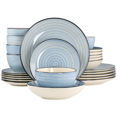 Elama Gia 24 Piece Round Stoneware Dinnerware Set in Light Blue EL-GIA24LB