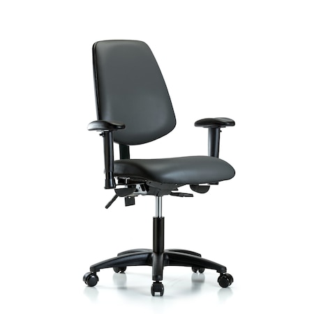 Blue Ridge Ergonomics Vinyl Chair, Vinyl, Adjustable Arms BR-VDHCH-MB-RG-T1-A1-RC-8823