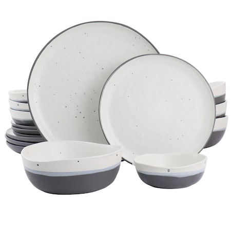 Gibson Elite Rhinebeck 16 Piece Round Stoneware Dinnerware Set in Blue 107223.16