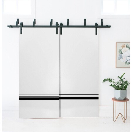 Sartodoors Slab Barn Door Panel, Planum 0012 White Silk and Aluminum Strips, Sturdy Finished Doors, Pocket Clo PLANUM0012S-WS-4296