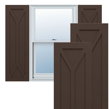 Ekena Millwork True Fit PVC San Carlos Mission Style Fixed Mount Shutters, Raisin Brown, 12W x 45H, PR TFP001SC12X045TB