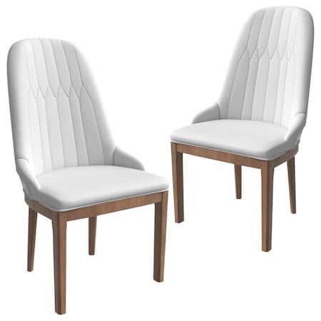 Leisuremod Verisma Collection Modern Wooden Dining Chair in White, 2PK VC57W2