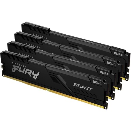 Kingston 64GB 2666MHZ DDR4 CL16 DIMM KIT OF 4 1GX8 FURY BEAST BLACK KF426C16BB1K4/64