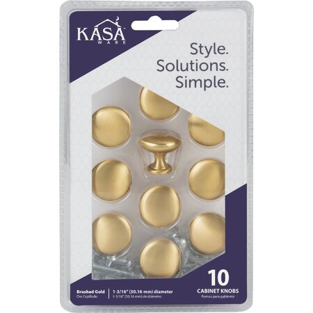 Hardware Resources KasaWare 1-3/16''Diameter Brushed Gold Cabinet Knob, 10PK K778BG-10