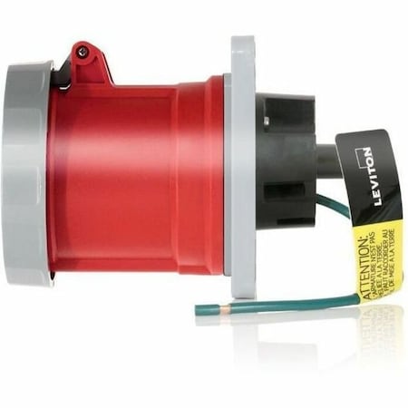 Leviton Pin & Sleeve Receptacle, 60 A, 480V AC, Three Phase, 3 Pole, IEC Grounding, Red, NEMA 3R, 4X, 6P, 12 460R7WLEV