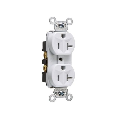 Pass & Seymour Duplex Straight Blade Receptacle, 5-20R, 20 A, 125V AC, 2 Pole, 3 Wire, Grounded 5362WB100M