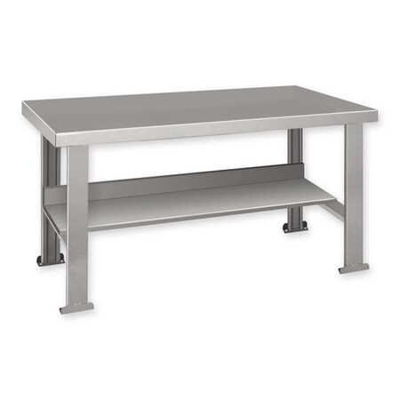 Pucel Steel Top Workbench with Shelf, 48 in W x 32.5 in H x 28 in D, Gray FS-2848
