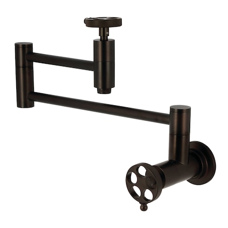 Kingston Brass Wall Mount Pot Filler Faucet with Knurled Handle, Oil Rubbed Bronze KS8105RKZ