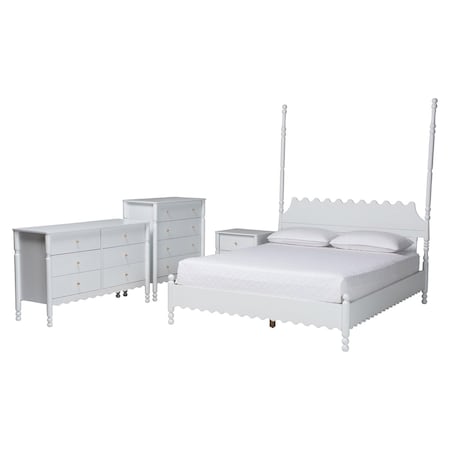 Baxton Studio Hoffman Scalloped Bedroom Set with Chest, White, King 272-14815-14816-14817-14819-ZORO