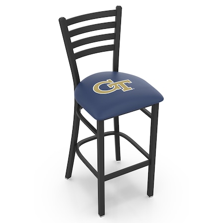 Holland Bar Stool Co 25" Blk Wrinkle Georgia Tech Stationary Counter Stool, Ladder Back L00425GATech