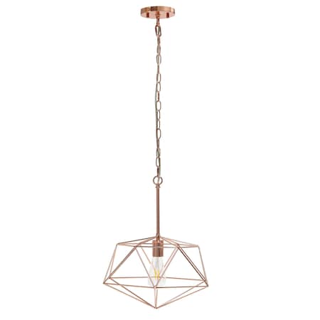 Homeroots Rose Gold Caged Iron Ceiling Light With Rose Gold Shades 651684